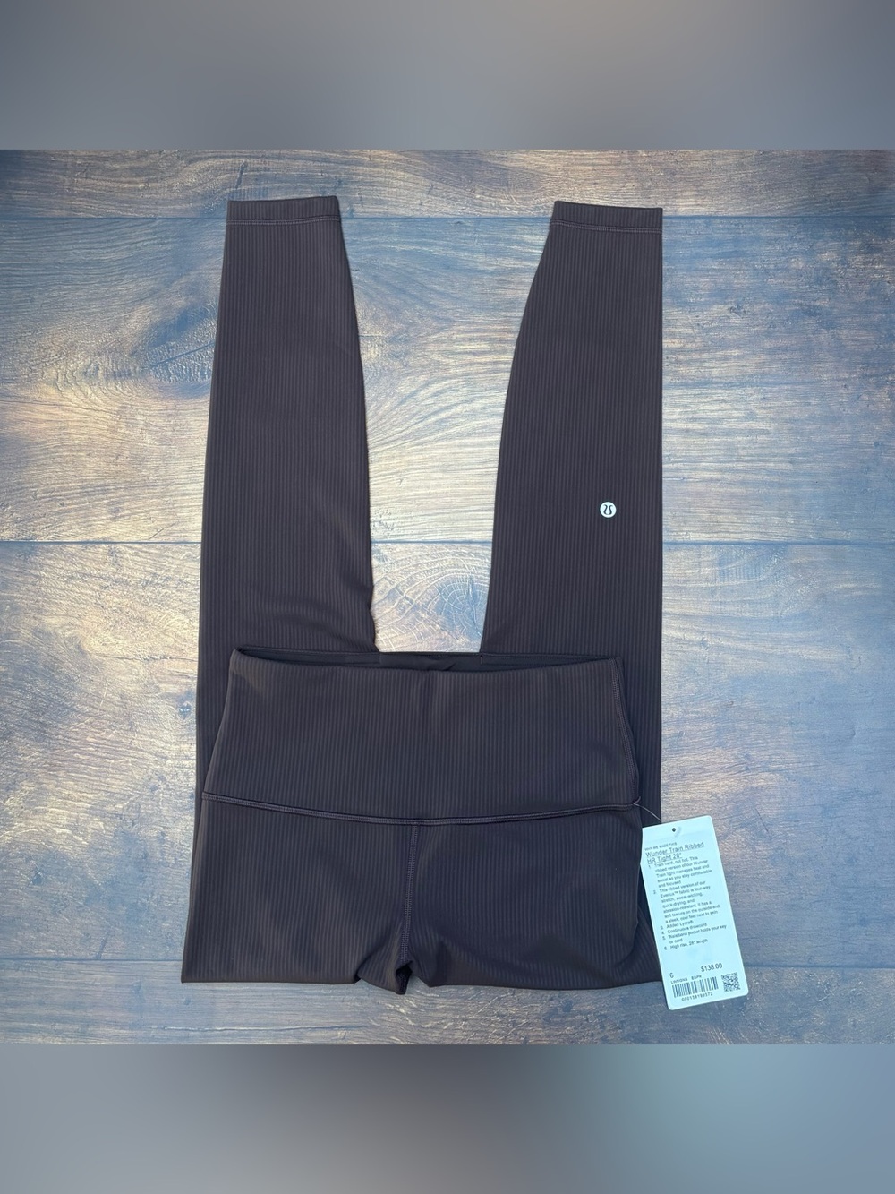NWT Lululemon Wunder Train Ribbed HR Tight 28" In Espresso Size 6